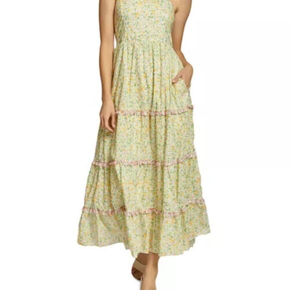 LOST & WANDER MAXI DRESS FLORAL RUFFLES TIERED SZ M BOHO COTTAGECORE - Picture 12 of 16